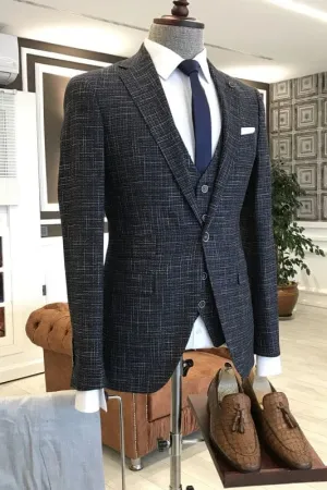 Black Three Pieces Formal Business Suits with Notched Lapel Wedding Suits