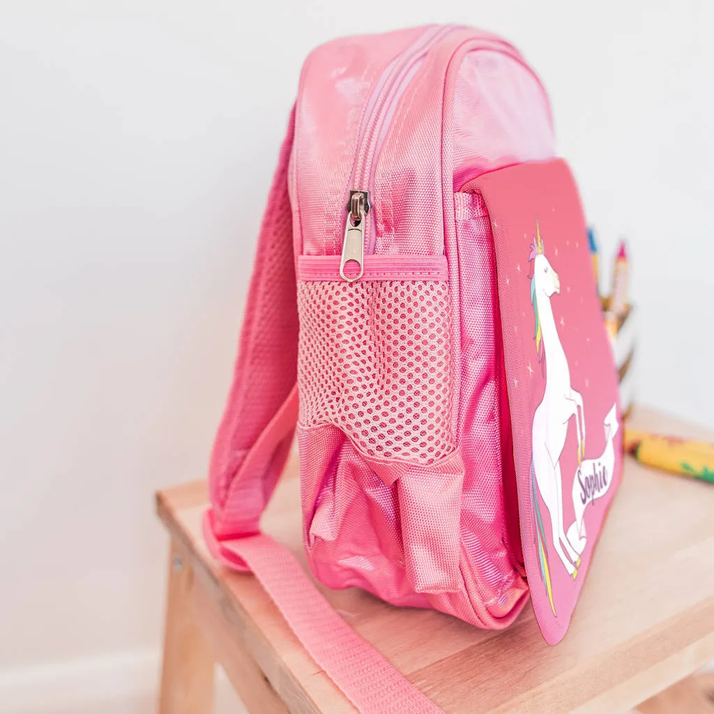 Children's Personalised Unicorn Pink Backpack