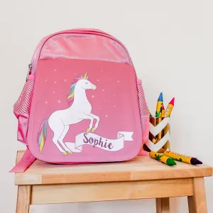 Children's Personalised Unicorn Pink Backpack