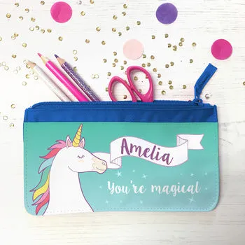 Children's Personalised Unicorn Teal Backpack
