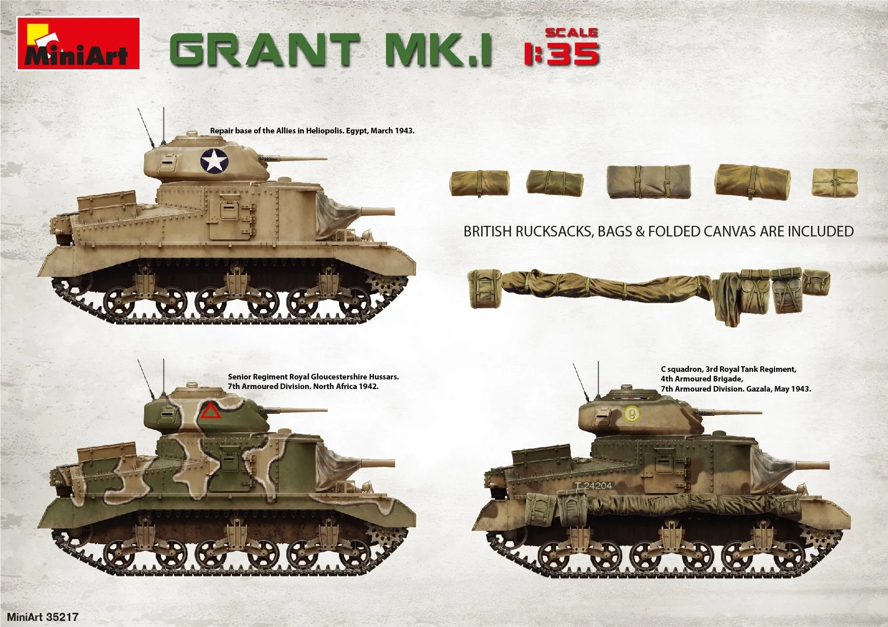 MiniArt Military 1/35 M3 Grant Mk1 Tank w/Full Interior (New Tool) Kit