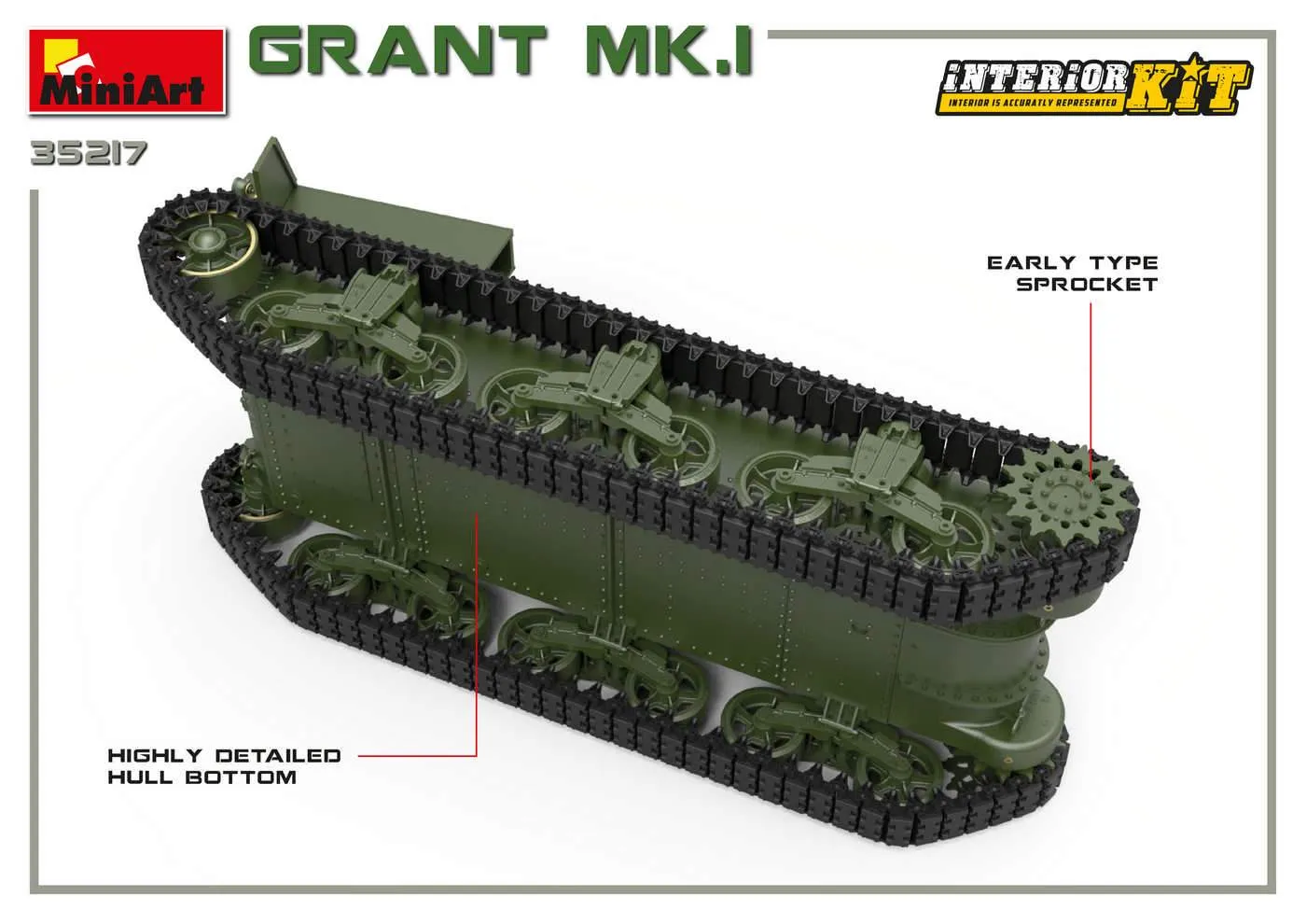 MiniArt Military 1/35 M3 Grant Mk1 Tank w/Full Interior (New Tool) Kit