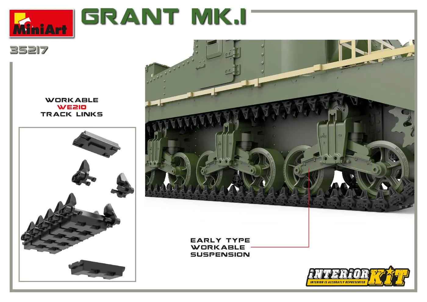 MiniArt Military 1/35 M3 Grant Mk1 Tank w/Full Interior (New Tool) Kit