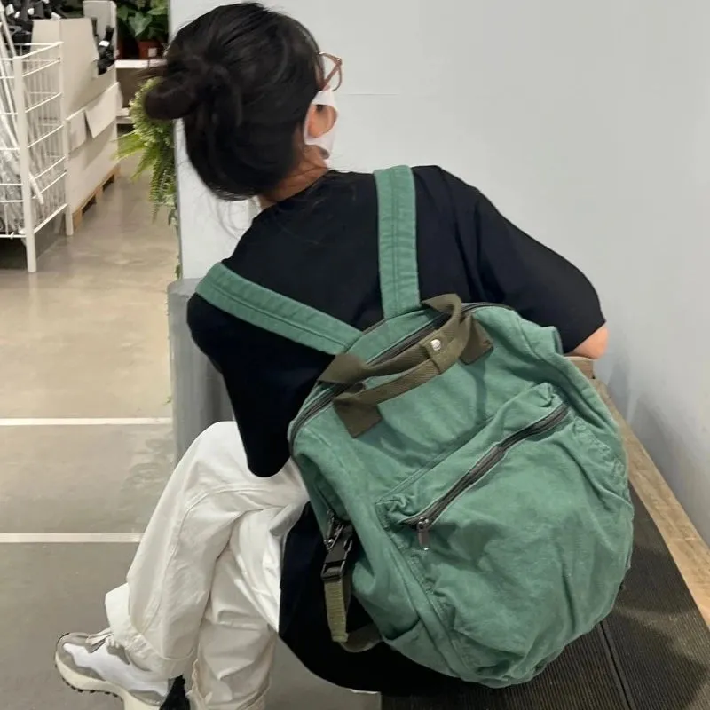 UAKISS  -  Japanese Ins Students Solid Rucksacks Simple All Match Women High-capacity Backpacks Casual Preppy Y2k Vintage Trendy Schoolbags