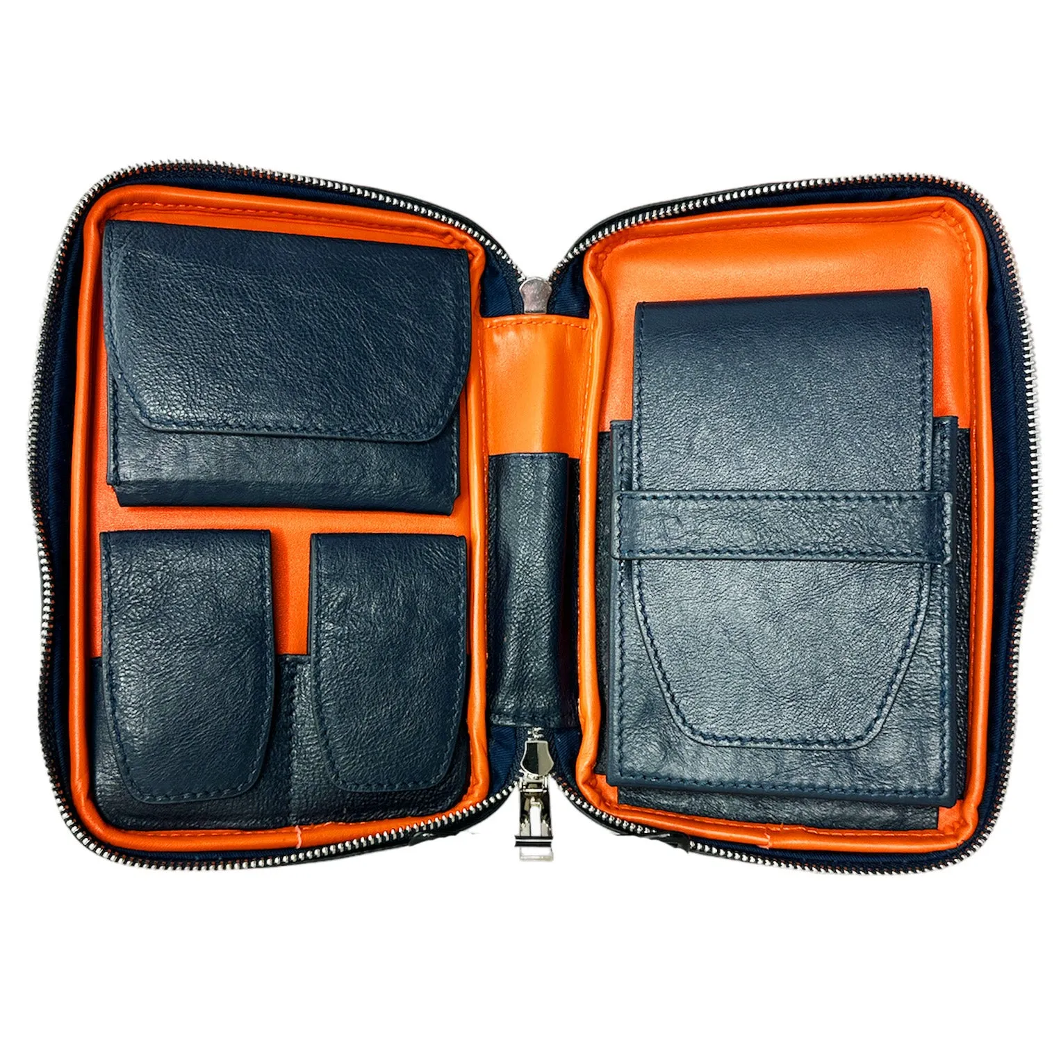Visol Peter James Leather Navy Blue Travel Cigar Case